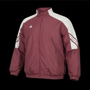 Y2K adidas Windbreaker Track Jacket Maroon White XL Full Zip Pockets Streetwear